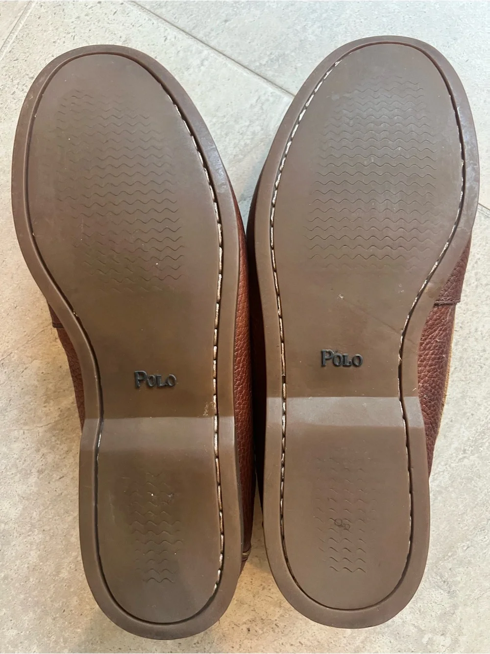 Polo Ralph Lauren Bienne Boat Shoes Brown Leather Men's 9 D Deck Loafers